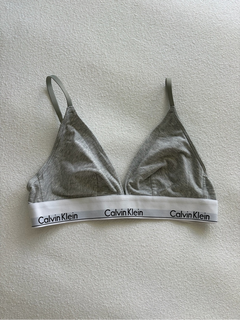 Calvin Klein Heather Grey Triangle Bralette with Logo Band